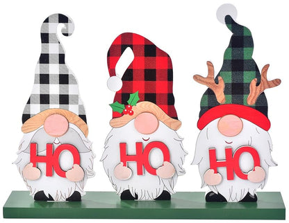 HoHoHo Rustic Wood Gnome Christmas Sign - Tabletop Holiday Decor (Variation: HOHOHO)