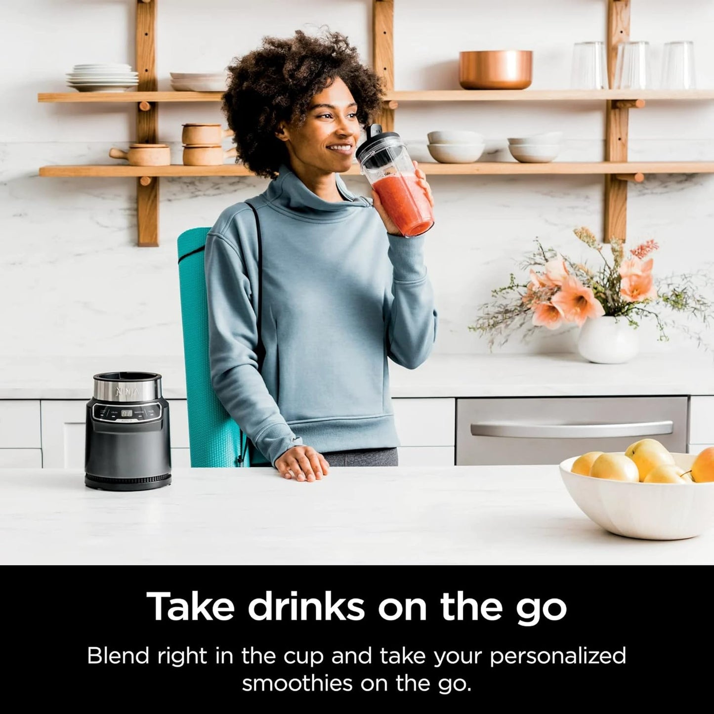 Ninja BN400 Nutri Pro Personal Blender - 1000W Auto-iQ Technology for Smoothies & Frozen Drinks | Includes 18oz & 24oz To-Go Cups