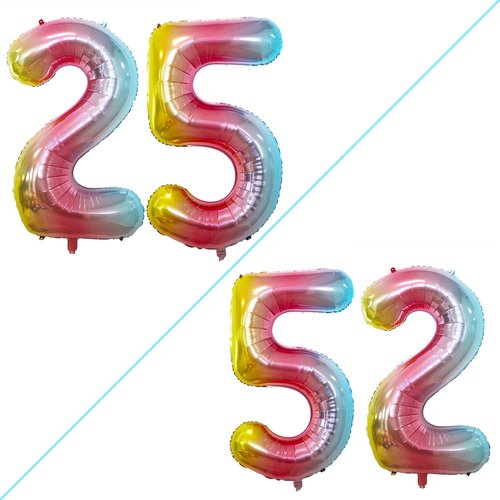 GOER Jumbo 42-Inch Number 25 Balloons - Rainbow Foil Helium Decorations for 25th Birthday Party