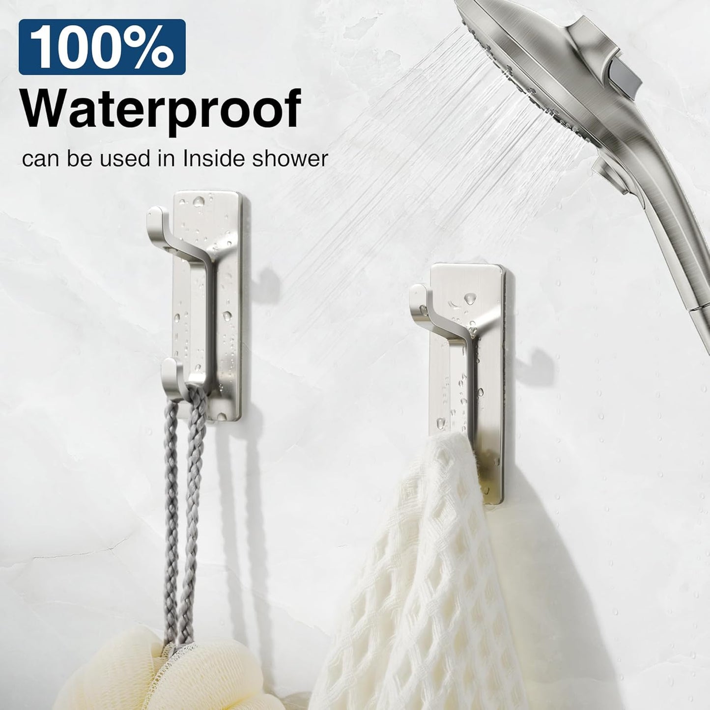 Pickpiff Wall Hooks - 13LB Strong Adhesive Coat & Towel Hangers | Brushed Nickel 6-Pack