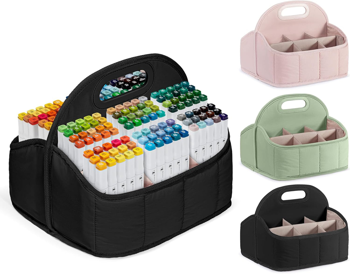 Rexmica Marker Organizer Case - Large Caddy Bag for 210-400 Markers | Versatile Storage for Art & Crafts