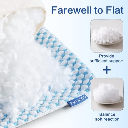EASELAND Firm Pillows - Shredded Memory Foam with Adjustable Fill | Queen Size Set of 2, Cooling Cover for Hot Sleepers