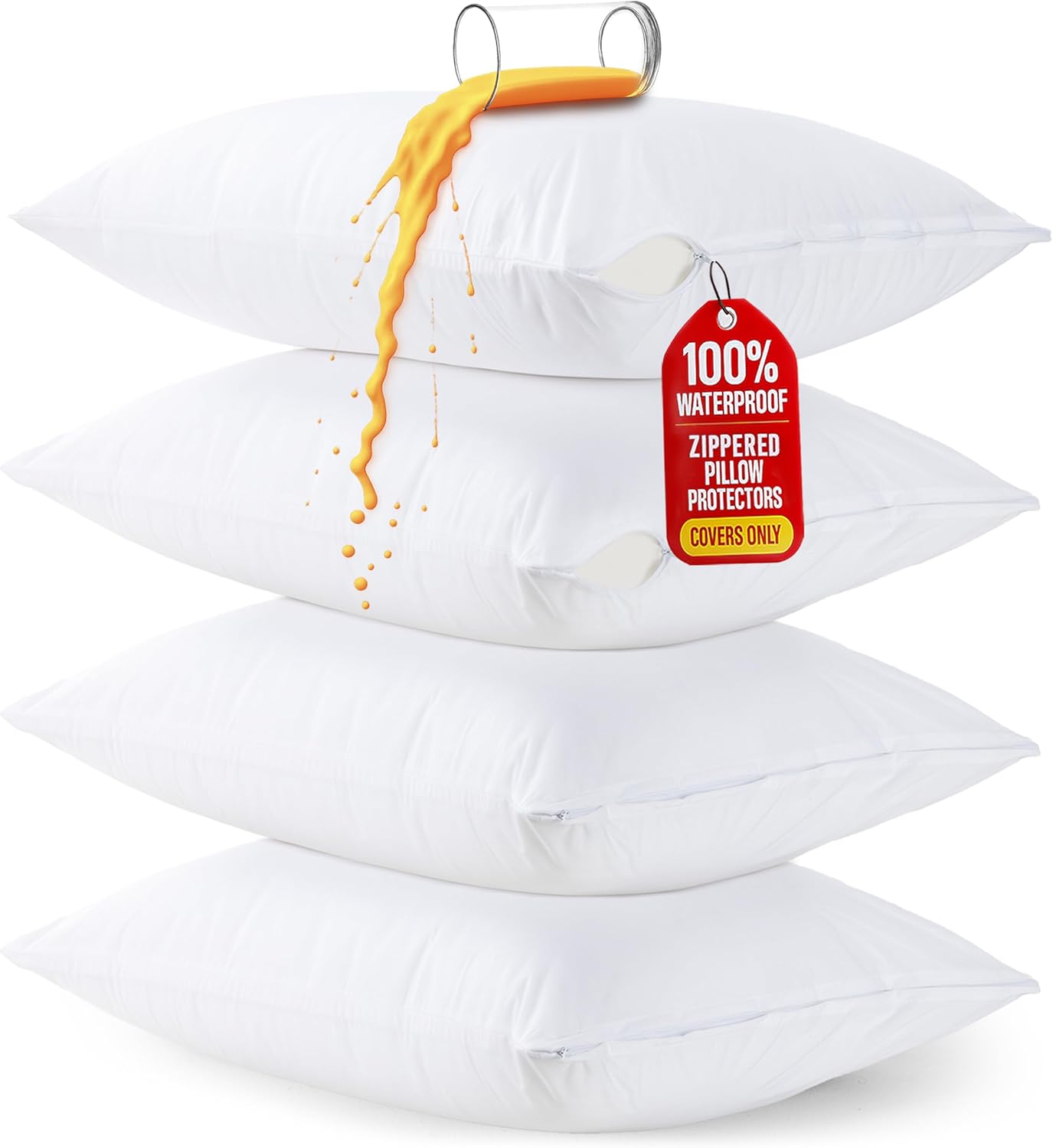 Utopia Bedding King Size Pillow Protectors - Zippered, Bed Bug & Dust Mite Proof, Ultra Soft, Waterproof (White)