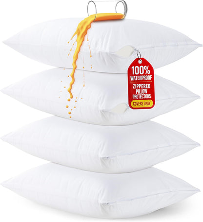 Utopia Bedding King Size Pillow Protectors - Zippered, Bed Bug & Dust Mite Proof, Ultra Soft, Waterproof (White)