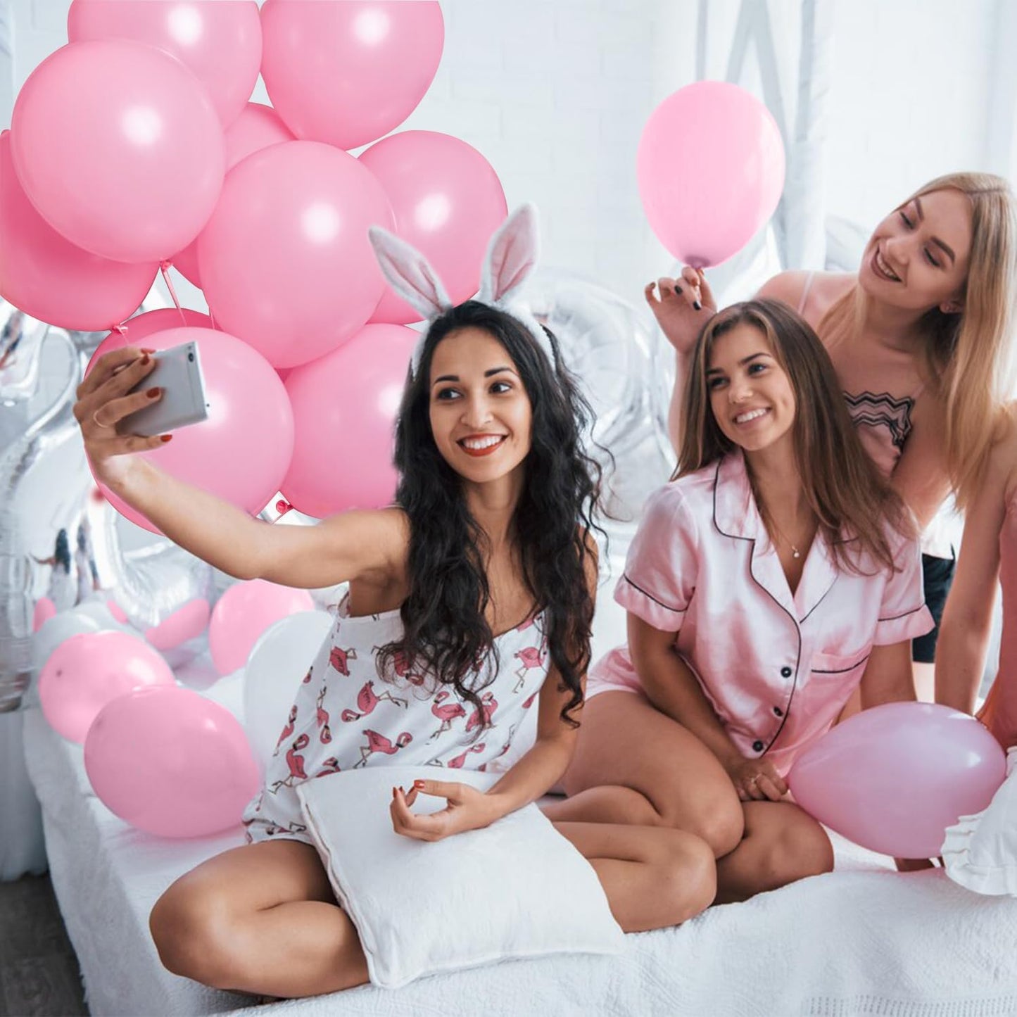 Skiennix Pink Balloons - 100 Pack Light Pink Birthday Decorations | 12 Inch Round for Gender Reveal & Baby Showers