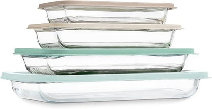 Cook With Color 8-Piece Deep Glass Baking Dish Set - Versatile Casserole & Food Storage Containers, Mint