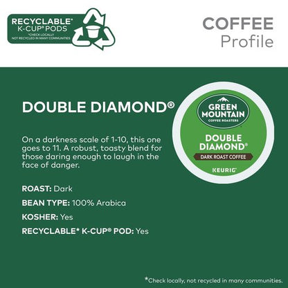 Green Mountain Coffee Roasters Dark Roast K-Cup Pods - Double Diamond, 96 Count for Rich Flavor