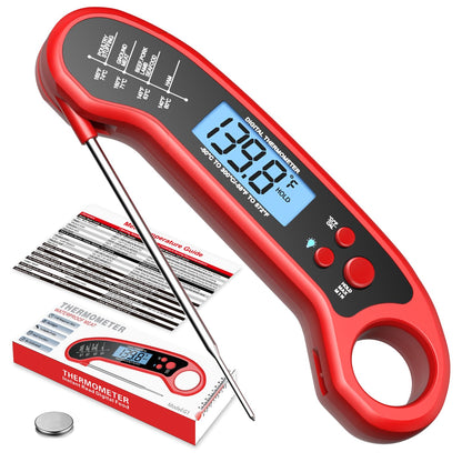 Meat Thermometer Digital - Instant Read Waterproof Food Thermometer for Grill, BBQ & Cooking