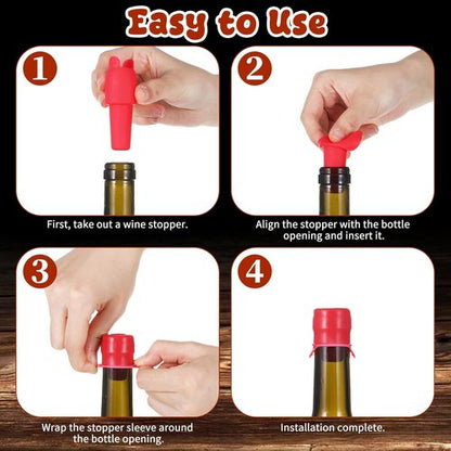 8 Pcs Silicone Wine Stopper with Handle Upgraded Reusable Wine Covers for Bottles 4 Colors Wines Seal Stopper Sparkling Wines Bottle Stoppers Leak Proof Champagne Cap Beer Sealing Lids