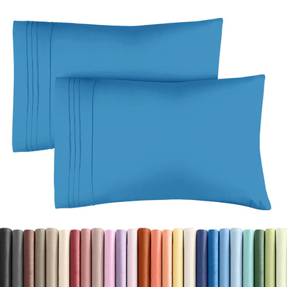 Standard Pillow Cases Set of 2 - Soft Hotel Quality Pillowcase Covers - Comfy & Wrinkle Free - Stain and Fade Resistant - Machine Washable Pillow Protectors - 2 Piece Set - Standard Size Denim Blue
