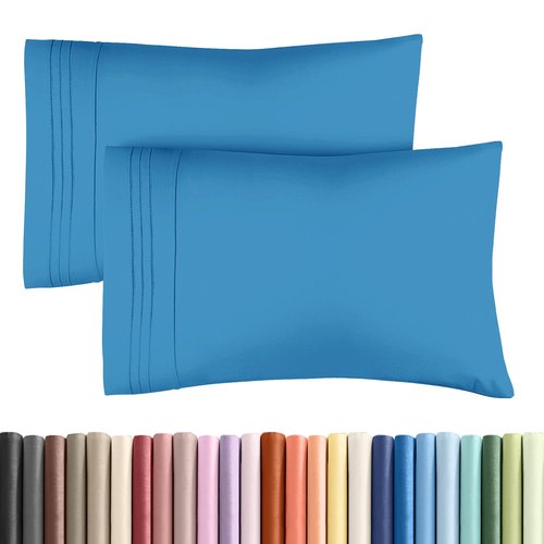 King Standard Pillow Cases Set of 2 - Soft Hotel Quality Pillowcase Covers - Comfy, Cozy & Fade Free - Wrinkle Resistant - Machine Washable Pillow Protectors - 2 Piece Set - King Standard Denim Blue