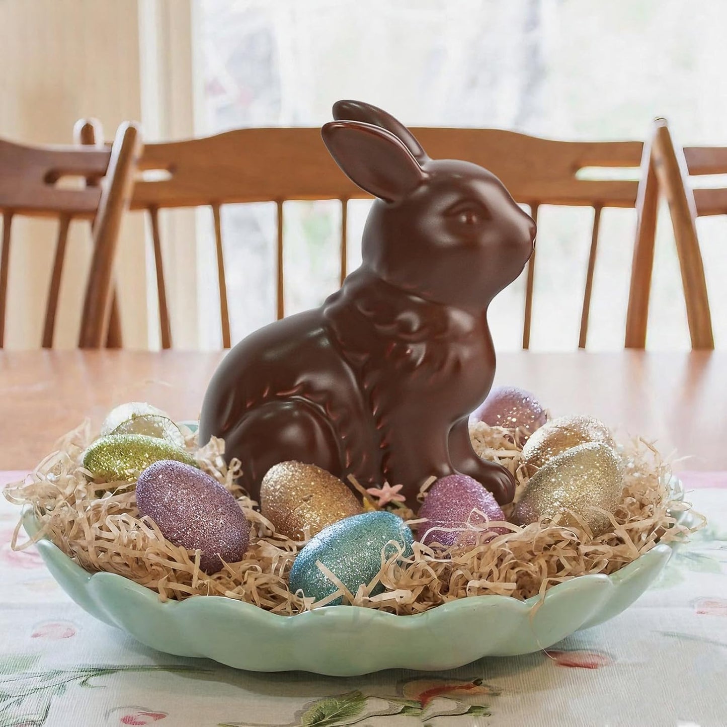Zesua Easter Decorations | Set of 2 Elegant Ceramic Bunny Figurines for Spring Home Decor