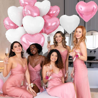 Light Pink Heart Balloons by [Brand Name] - 12 Pcs 18-Inch Foil Balloons for Baby Showers & Weddings
