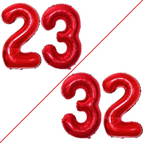 GOER 23rd Birthday Balloons - 42 Inch Jumbo Red Foil Helium Decorations for Celebrations