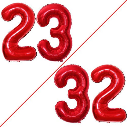 GOER 23rd Birthday Balloons - 42 Inch Jumbo Red Foil Helium Decorations for Celebrations
