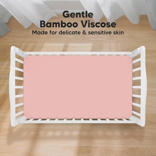 KeaBabies Baby Crib Sheets - 2-Pack Soft Viscose Bamboo Fitted Toddler Bedding | 52x28, Neutral Rose