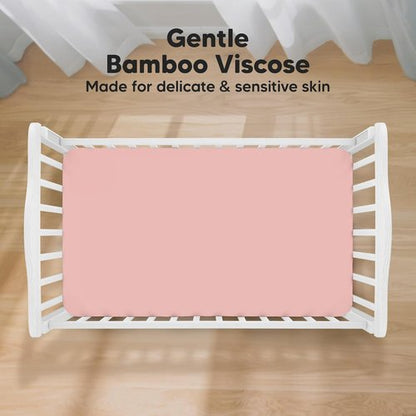 KeaBabies Baby Crib Sheets - 2-Pack Soft Viscose Bamboo Fitted Toddler Bedding | 52x28, Neutral Rose