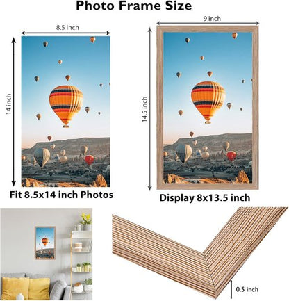 JCJMY 8.5x14 Rustic Brown Picture Frame - Wall Hanging & Mounting | Shatter Resistant Plexiglass