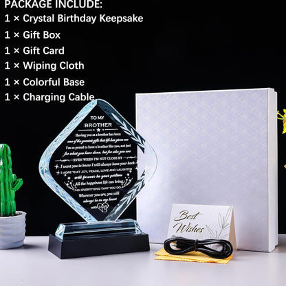 Skiennix Laser Engraved Crystal Keepsake - Meaningful Gifts for Brother | Unique Birthday & Holiday Present