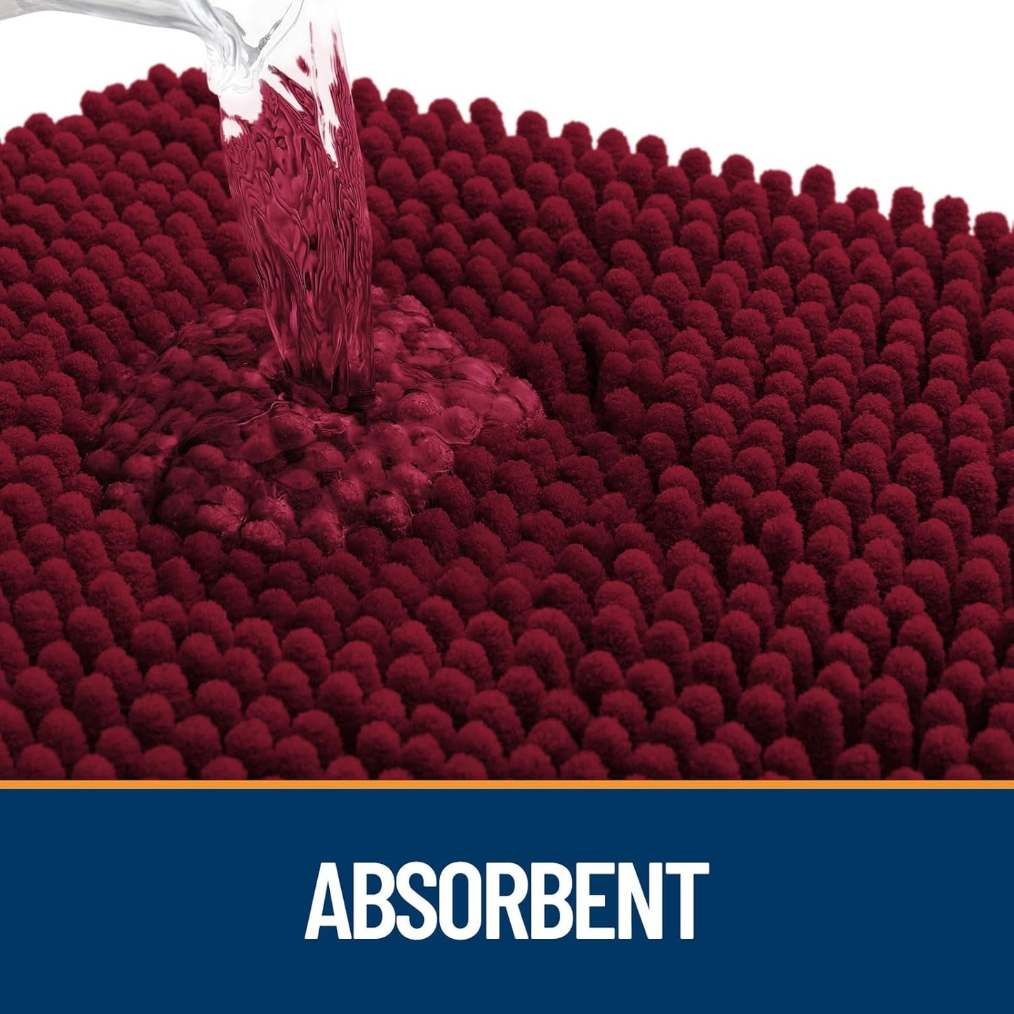OLANLY Dog Door Mat - Absorbent Non-Slip Chenille for Muddy Paws | 47x32, Quick Dry, Burgundy