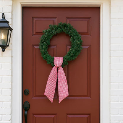 Red White Gingham Wreath Sash by [Brand Name] - 5.12" Wide x 54.33" for Christmas & Patriotic Decor