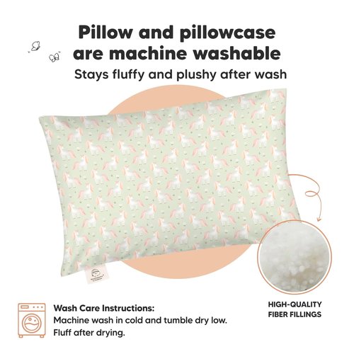 Grace Toddler Pillow - Soft & Breathable Organic Cotton Travel Pillowcase | 13x18 for Ages 2-5
