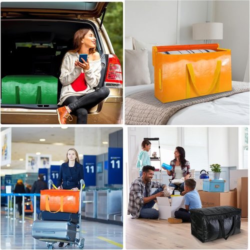 BALEINE Oversized Moving Bags - Heavy-Duty Storage Totes with Reinforced Handles | Light Green, 2-Pack