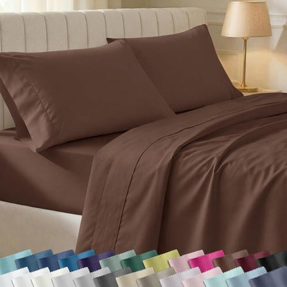 California Design Den Twin XL Bed Sheet Set - 100% Cotton, 400 Thread Count, Silky Smooth Sateen in Espresso Brown