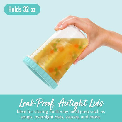 Bentgo Prep - 20-Piece Leak-Proof Deli Containers | 32 fl oz, Reusable, BPA-Free, Stackable, Aqua Splash