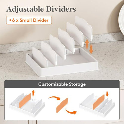 Lifewit Kitchen Cabinet Organizer - Adjustable Lid Holder with 6 Dividers | Large 13" x 10" for Pantry Storage