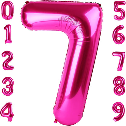 Skiennix 40-Inch Hot Pink Balloon Number 7 - Perfect for Birthdays, Engagements & Graduations