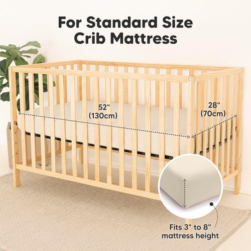 KeaBabies Waterproof Baby Crib Sheets - 2-Pack Viscose Bamboo Fitted Mattress Protector | Soft Ecru 52x28