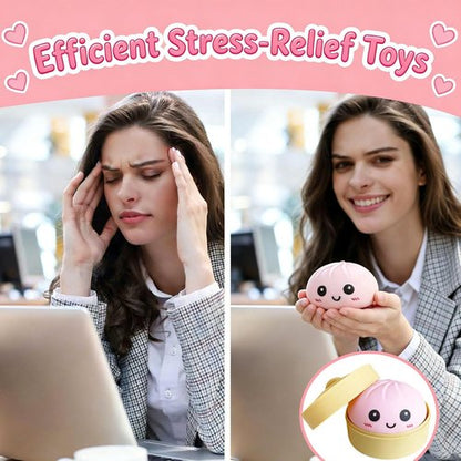 Dumpling Squishy Mystery Box - Super Soft Slow Rising TPR Smiley Face Fidget Toy | Pink Sensory Fun