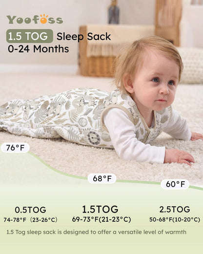 Yoofoss Baby Sleep Sack | 1.5 Tog Organic Cotton Wearable Blanket for Infants 0-6 Months - Warm & Comfy