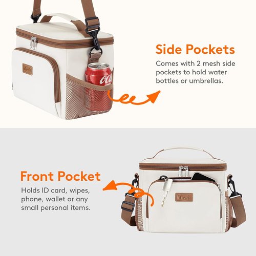 Lifewit Insulated Lunch Bag - Portable Leakproof Cooler with Adjustable Strap | 9L Capacity, Cream