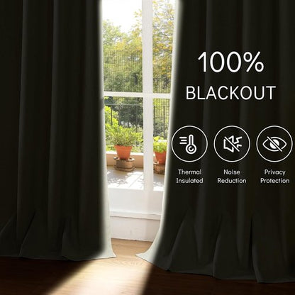 ChrisDowa 100% Blackout Curtains - 63 Inch Linen Drapes for Total Privacy | Beige, 2 Panels (52" W x 63" L)