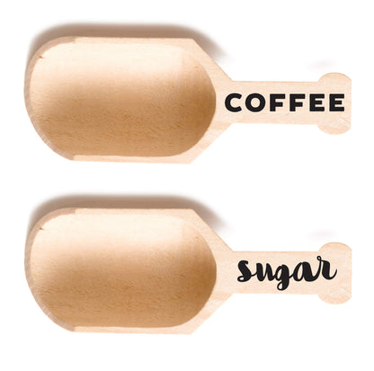 Perfect Stix 4.25'' Mini Wood Scoop,Coffee,Sugar Black Print .4ct.