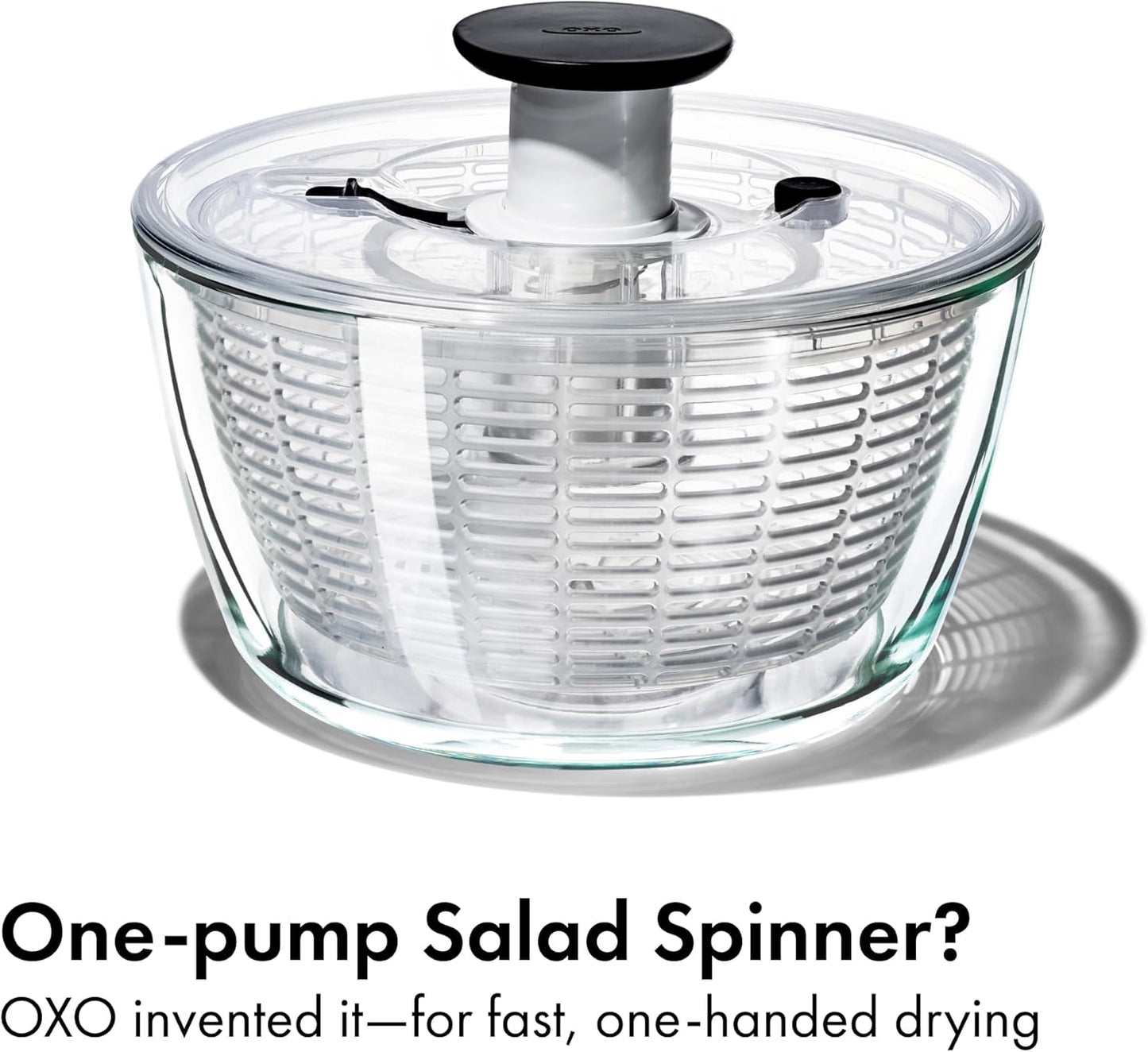 OXO Good Grips Glass Salad Spinner - Large 6.22-Qt BPA-Free Lettuce & Fruit Washer with Easy Pump