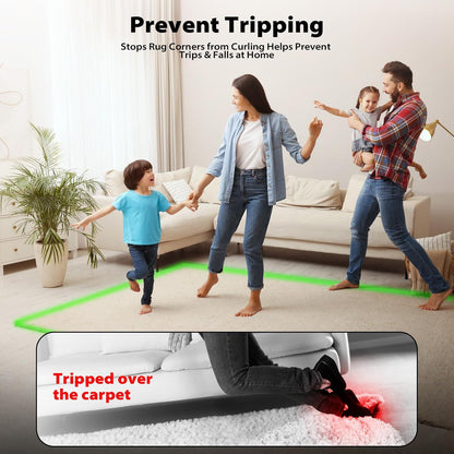 PHIXBEAR Rug Tape - 16 Pcs Reusable & Washable Anti-Slip Pads for Hardwood Floors | Residue-Free, Keeps Rugs Flat