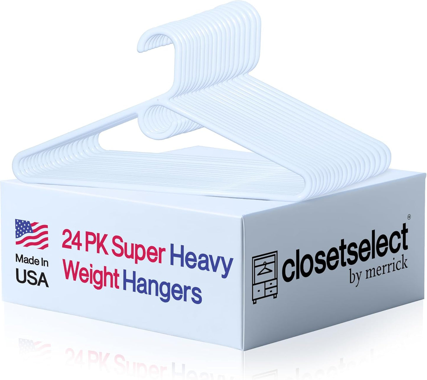 Super Heavy Duty Plastic Hangers - Made in USA | 24 Pack of Durable White Hangers