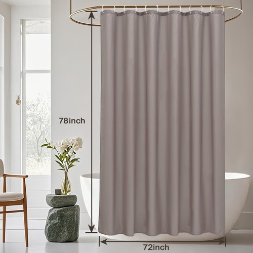 AooHome Extra Long Shower Curtain 72x78 Inch, Fabric Shower Curtain Liner for Hotel with Hooks, Weigthed Hem, Water Repellent, Chocolate