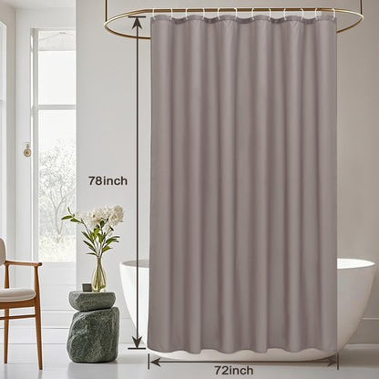 AooHome Extra Long Shower Curtain 72x78 Inch, Fabric Shower Curtain Liner for Hotel with Hooks, Weigthed Hem, Water Repellent, Chocolate