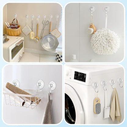 VIS'V Suction Cup Hooks - Heavy Duty Removable Shower Hooks | Clear, 2 Pcs with Wipes