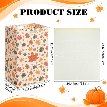 Fall 13 Gallon Disposable Trash Cans with 8 Bags – 4 Pack, Maple Leaf Design (Variation: Fall)