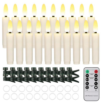 Daord 20-Pack Flameless Taper Candles with Remote & Timer - Ivory 4"
