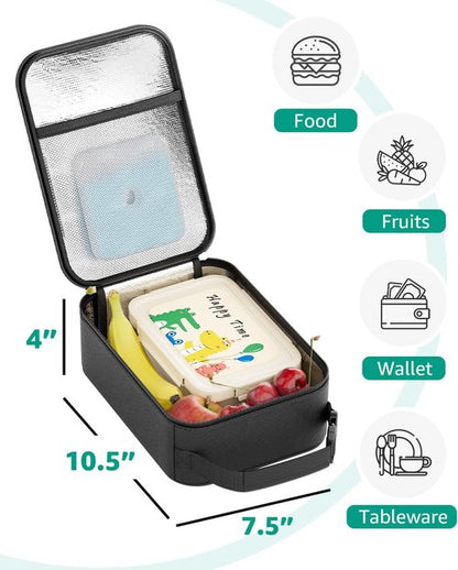HowFly Insulated Lunch Bag - Portable Thermal Cooler for Work & School - Reusable Black Meal Bag with Buckle Handle