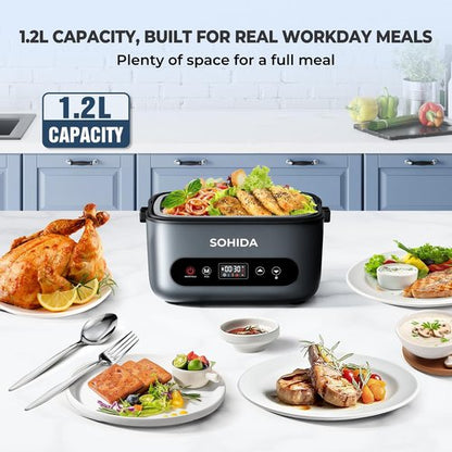 100W Cordless Electric Lunch Box - Rechargeable Heated Food Warmer | 1.2L Portable Design for Work & Outdoor Use