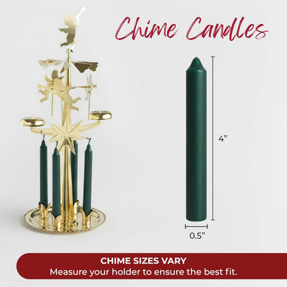 Biedermann & Sons Unscented Tree & Chime Candles - Long Burning, Pine Green, 4 Inch Tall | Set of 20