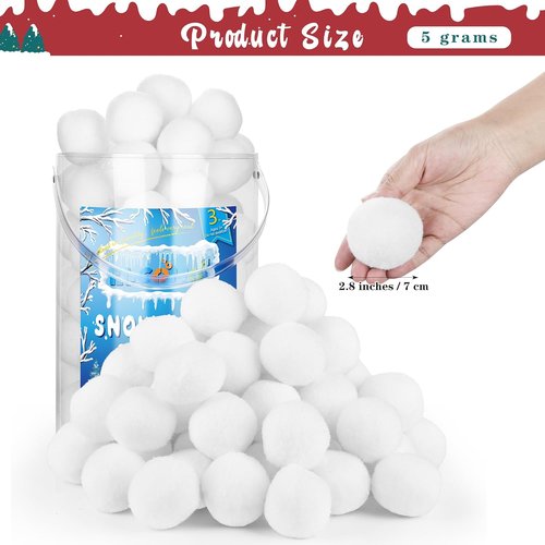 Elcoho 200-Piece 2-Inch Fake Snowballs - Perfect for Indoor Winter Snowball Fight Games