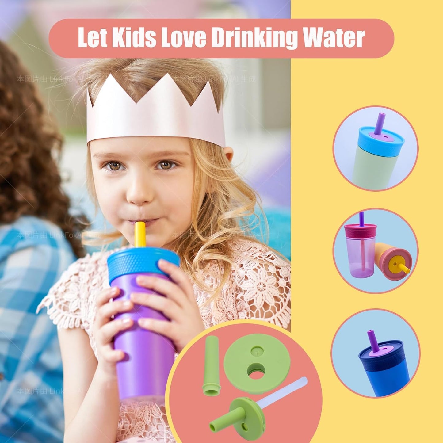 Owala Silicone Straw Replacement - Leak-Proof Food Grade Straws for Kids | 2-Pack, Dishwasher Safe